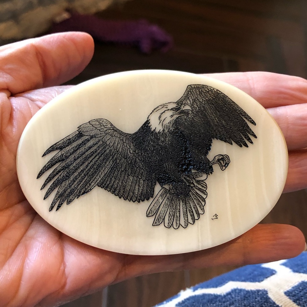 Vintage Eagle Belt Buckle Montana Marble, Patriotic